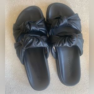 Dear Frances Tye Black Leather Slide Sandal 40